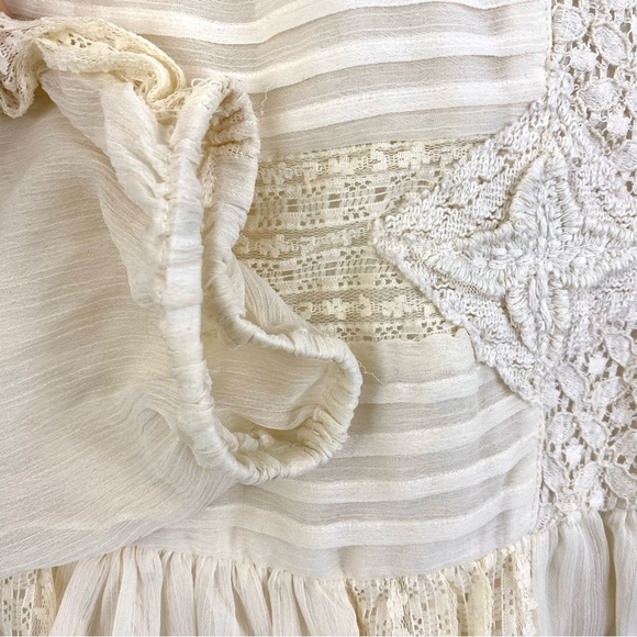 Free People Leigh Chiffon Embroidered Lace Mini Dress — Ivory (M) - Picture 6 of 7